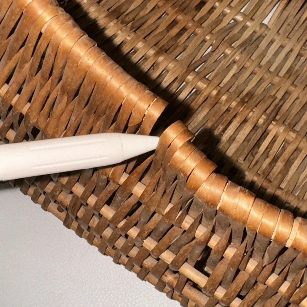 Vintage Handmade Round Half Moon Wicker Basket Antique Egg Gathering 15